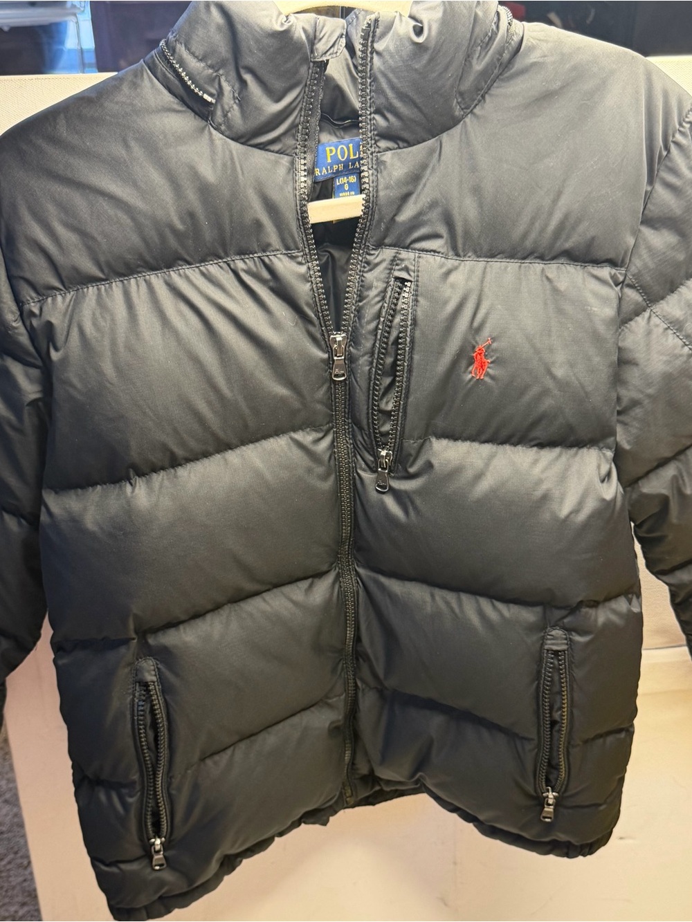Polo by Ralph Lauren Black Puffer Jacket with Red Pony Logo